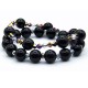 Black Perlen-Armband, schwarz